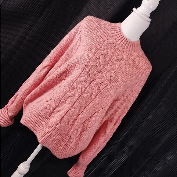 OLD NAVY! PERSIMMON CABLE KNIT, OVERSIZED & DRAPEY SOFT CREW NECK SWEATER! SZ XL - Picture 1 of 8
